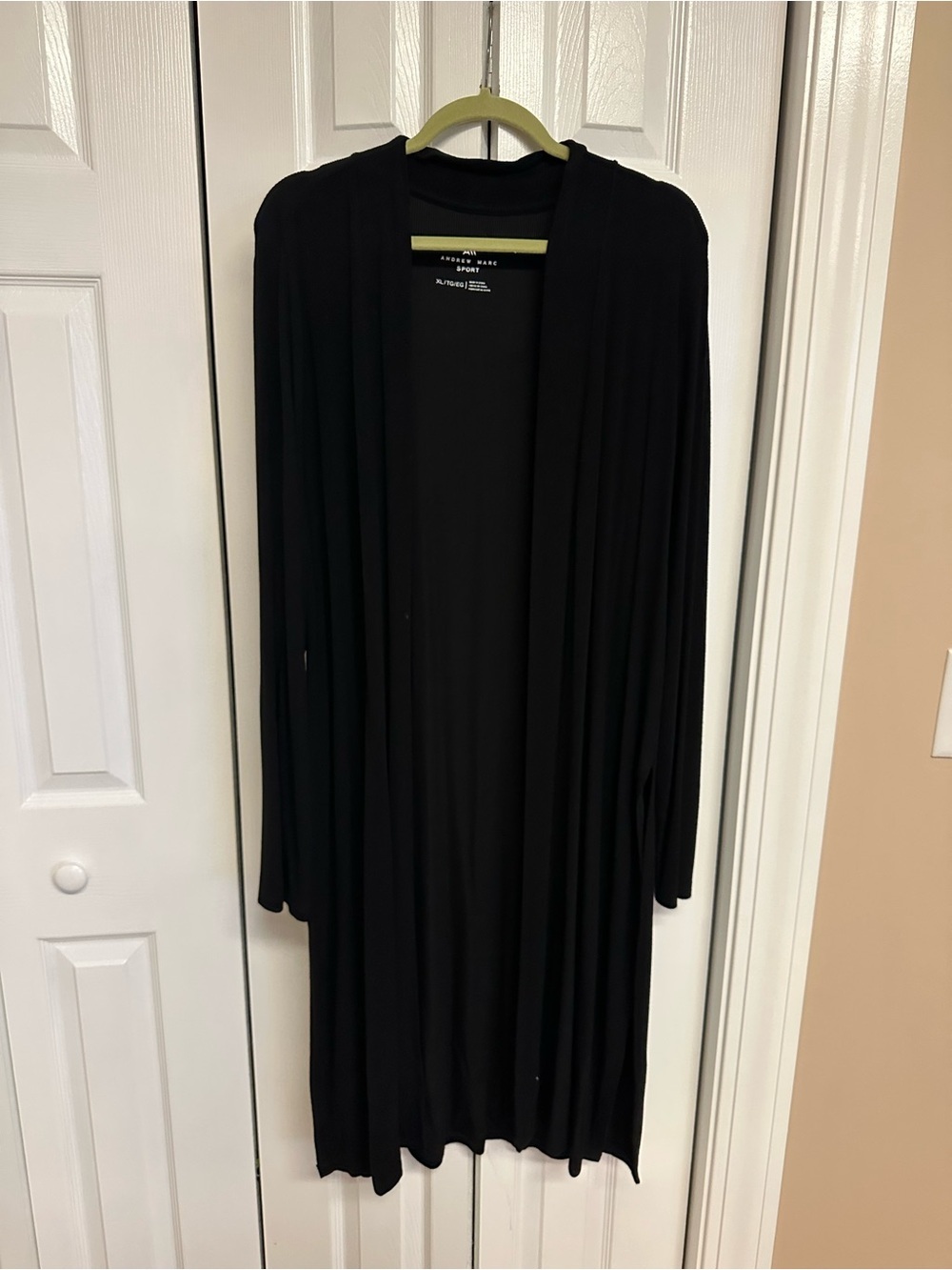 Andrew Marc Black Long Open-Front Women's Cardigan